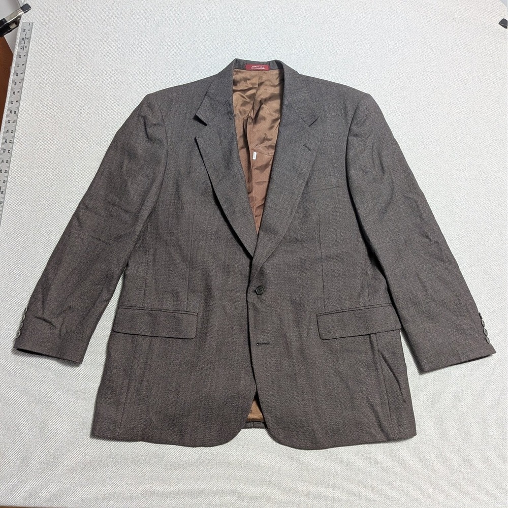 Stanley Blacker Couture Men's Brown Herringbone Blazer Sport Coat 44R USA